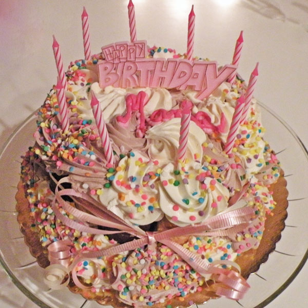 Pink birthday cake for the first post of the new blog. Cannoli cake from Wholly Cannoli in Worcester, MA