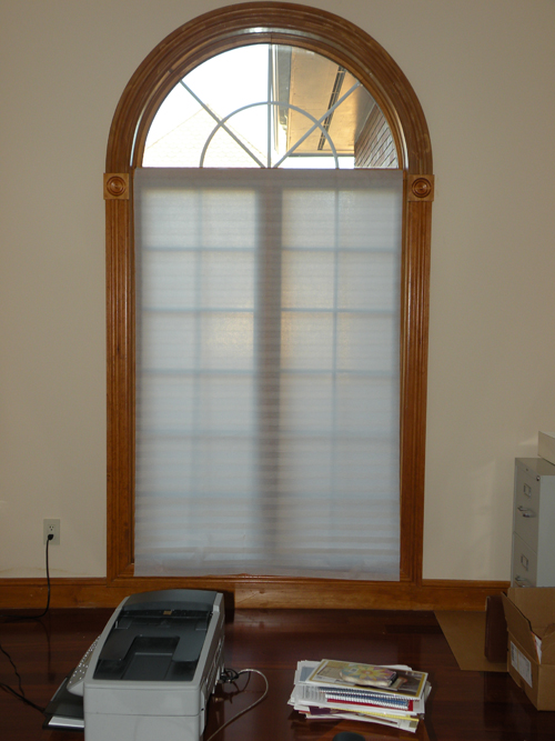 Naked arched top window BEFORE photo. See the finished results windowdesignsetc.com