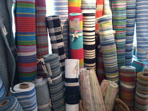 Striped cotton rugs at Soho Arts Co. Cape Cod. See more on the blog WindowDesignsEtc.com