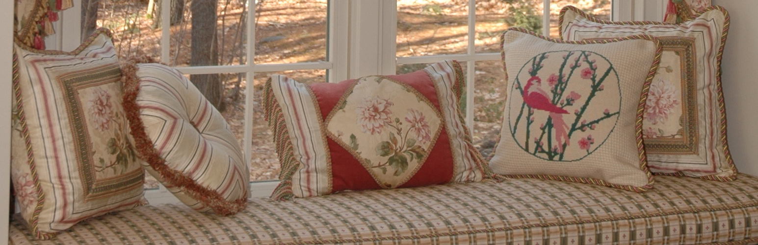 Pillow decisions, what to consider. Window seat with five pillows Sterling, MA