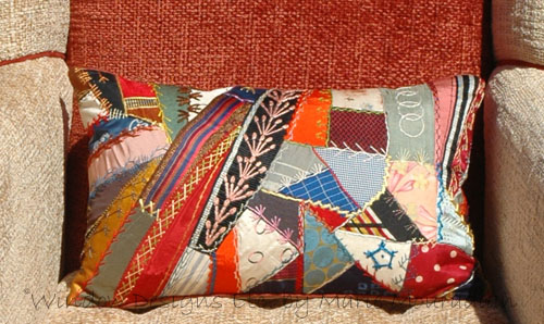 Custom pillow styles from an antique crazy quilt. Custom pillows are the essential accessory to home decor. Visit the blog WindowDesignsEtc.com Marie Mouradian
