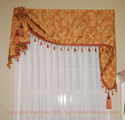 Tangerine Tango Window Treatments -Moreland Valance in Tangerine Tango. 2012 Color of the Year. See more on the blog WindowDesignsEtc.com - Marie Mouradian