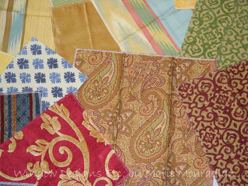 Paisley, red, gold, blue fabric for upholstery. Upholstery Fabric For Sofas. See more at www.windowdesignsetc.com by Marie Mouradian