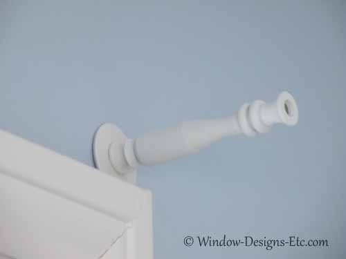 White post into wall for shell window treatments. Cape Cod. Window Designs Etc. by Marie Mouradian www.windowdesignsetc.com