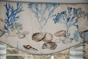 Close up of the beach theme valance. Cape Cod Dining Room See more on www.windowdesignsetc.com by Marie Mouradian