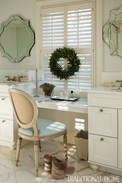 Holiday window decorating ideas Boston interior designer, Tanya Capello, is featured in Traditional Home with shutters decorated with a wreath for the holidays. More on the blog windowdesignsetc.com