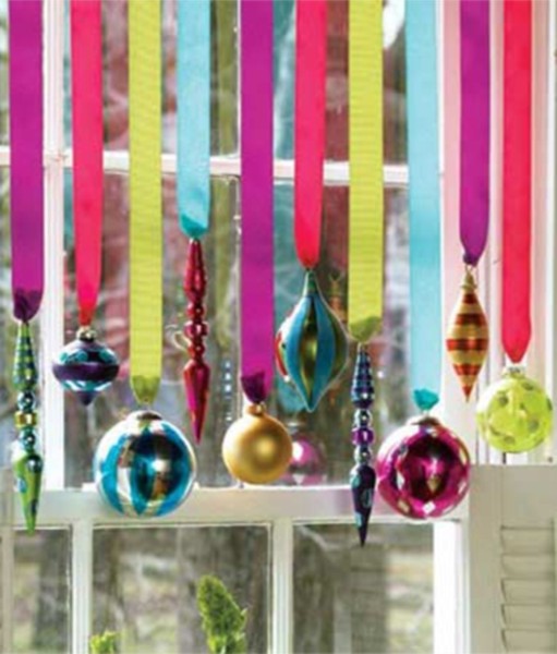 Solutions for naked windows Ribbons and christmas balls WindowDesignsEtc.com Please come take a look at more ideas http://wp.me/p2RXdv-vv