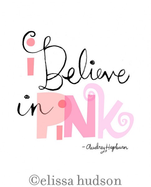 I Believe in Pink - Audrey Hepburn Etsy Elissa Hudson - Pink home decorating blog post by www.windowdesignsetc.com Marie Mouradian