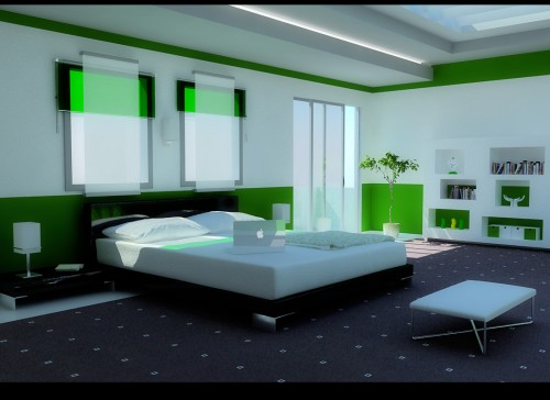 Decosee modern green and white bedroom -- What's Your Green Decorating Style? This or That WindowDesignsEtc.com