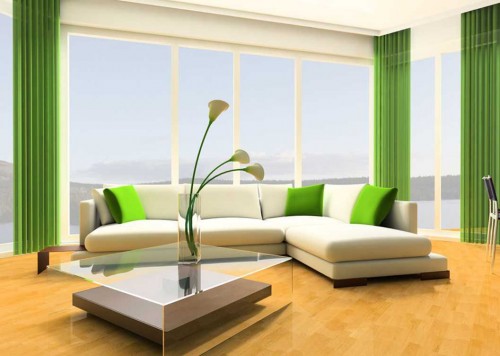 Modern green and white living room -- What's Your Green Decorating Style? This or That WindowDesignsEtc.com