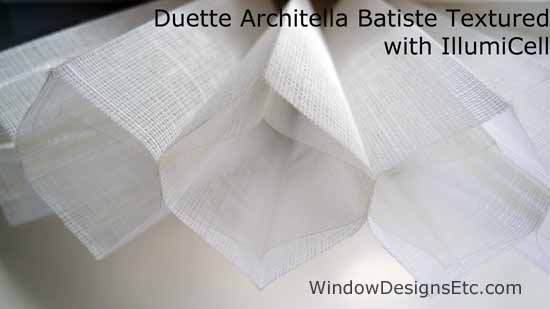 Hunter Douglas Duette® Architella honeycomb shade in Batiste with IllumiCell