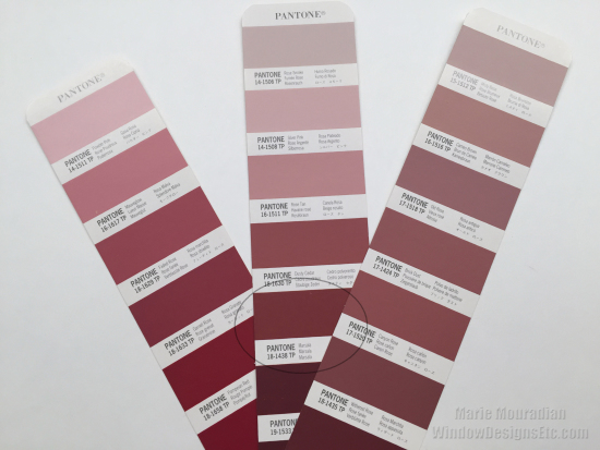 Marsala Pantone 2015 Color of the year -Pantone color deck with Marsala circled.- Marie Mouradian WindowDesignsEtc.com - Marsala, Pantone 2015 Color of the Year