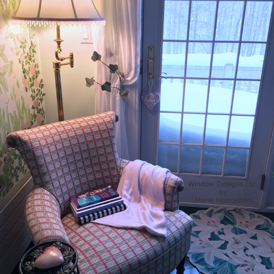 Designer's Home - A sneak peek of my winter reading chair - More on the blog - Window Designs Etc. By Marie Mouradian