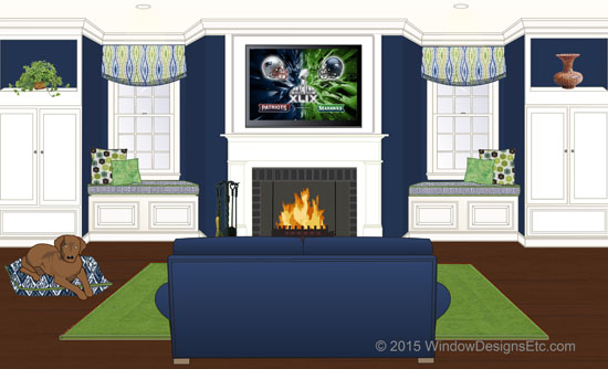 Super Bowl 49 Seattle Seahawks inspired room design. More on the blog Window Designs Etc. by Marie Mouradian