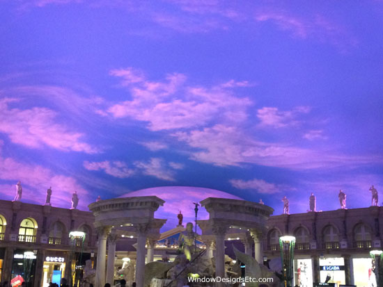 Pink and Blue painted sky at the Venetian in Las Vegas. See more at WindowDesignsEtc.com