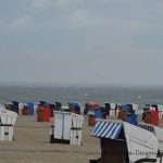 Beach baskets in Warnemunde Germany with awnings
