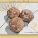 Fabric and Food- French Donut Muffins on Fabricut embroidered linen