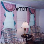 TBT Throwback Thursday Holden Massachusetts classic pink and green swags and cascades compliment plaid chairs circa 1996. Please visit WindowDesignsEtc.com for more info.