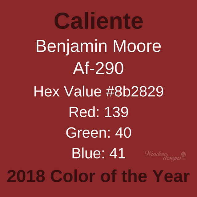 Benjamin Moore Caliente af290 color values hex and rgb 2018 color of the year
