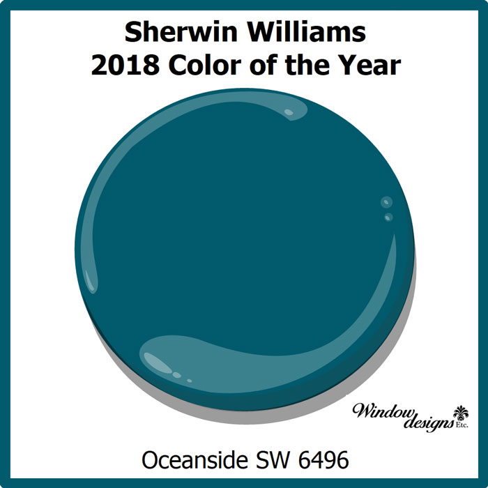 Sherwin-Williams Oceanside 2018 color of the year SW 9496 Read more about Oceanside on the blog Windowdesignsetc.com