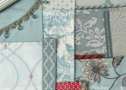 Designer fabrics and trims that coordinate with various colors, textures and styles.